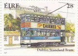 Stamp: Dublin tram line 2 with bilevel rail car 291  (1987)