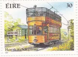Stamp: Howth tram line with railcar 10 at Gaily Post Office (1987)