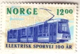 Stamp: Oslo tram line 11 with articulated tram 131 (1994)