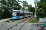 Stockholm tram line 12 Nockebybanan with low-floor articulated tram 432 at Olovslund (2012)