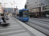 Stockholm tram line 7S Spårväg City with low-floor articulated tram 3 at T-Centralen (2019)