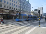 Stockholm tram line 7S Spårväg City with low-floor articulated tram 4 on Sergels Torv (2019)
