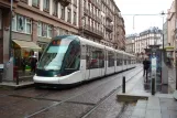 Strasbourg tram line A with low-floor articulated tram 2037 at Langstross/Grand'Rue (2008)