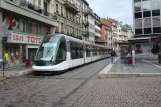 Strasbourg tram line B with low-floor articulated tram 2023 at Vieux Marché aux Vins/Alt Winmärik (2008)
