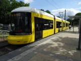 Strausberg tram line 89 with low-floor articulated tram 0042 on S-Bahnhof (2024)