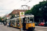 Stuttgart tram line 15 with articulated tram 456 at Zuffenhausen Rathaus (2007)