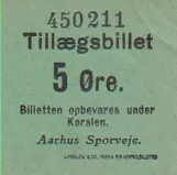 Supplementary ticket for Århus Sporveje (ÅS) (1933)