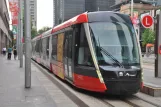 Sydney light rail line L2 with low-floor articulated tram 006 at Circular Quay (2023)