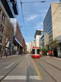 Toronto low-floor articulated tram 4413 on King St E (2023)