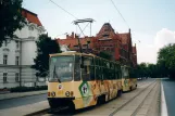 Toruń extra line 1R with railcar 256 on Wały Generała Władysława Sikorskiego (2004)