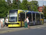 Toruń extra line 5 with low-floor articulated tram 314 on Wały gen. Sikorskiego (2024)