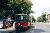 Toruń tram line 2 with railcar 218 on Mikołaja Reja (2004)