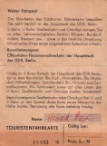 Tourist card for Berliner Verkehrsbetriebe (BVG), the back (1986)
