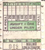 Transfer ticket for Malmö Lokaltrafik (ML), the front  ML (1971-1973)