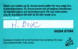 Travel card for Storstockholms Lokaltrafik (SL), the back (2009)