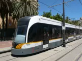 Valencia tram line 8 with low-floor articulated tram 4206 at Grau - La Marina (2014)