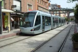 Valenciennes tram line T1 with low-floor articulated tram 01 at Hôtel de Ville (2010)