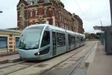 Valenciennes tram line T1 with low-floor articulated tram 16 at Gare (2008)