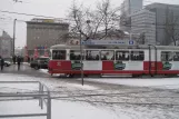 Vienna tram line 2 with articulated tram 4555 on Franz-Josefs-Kai (2013)