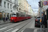 Vienna tram line 2 with articulated tram 4560 at Albertgasse (2014)