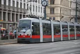 Vienna tram line 2 with low-floor articulated tram 727 at Oper, Karlsplatz U (2014)