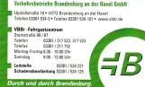 Visiting card: Verkerhrsbetriebe Brandenburg an der Havel GmbH
 (2024)