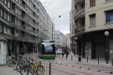 Vitoria-Gasteiz tram line T2 with low-floor articulated tram 503 on General Alava Kalea (2012)