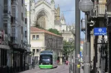 Vitoria-Gasteiz tram line T2 with low-floor articulated tram 529 on General Alava Kalea (2012)