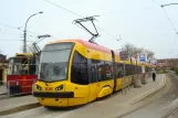 Warsaw tram line 24 with railcar 2014 at Gocławek (2011)