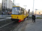 Warsaw tram line 28 with railcar 1309 on Aleja Jana Pawła II (2018)