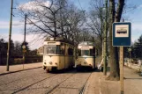 Woltersdorf tram line 87 with railcar 39 at Thälmannplatz (1986)
