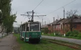 Yenakiieve tram line 1 with railcar 024 on Sverdlova Ulitsa (2011)