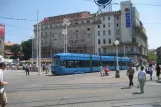 Zagreb tram line 17 with low-floor articulated tram 2222 on Trg bana Josipa Jelačića (2008)