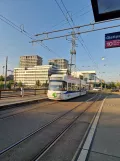 Zürich regional line 12 with low-floor articulated tram 3080 at Glattpark Thurgauerstrasse (2023)