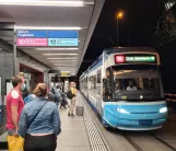 Zürich tram line 10 with low-floor articulated tram 3061 at Airport (2020)