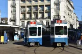 Zürich tram line 2 with articulated tram 2079 at Bellevue (2021)