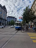 Zürich tram line 7 with articulated tram 2067 on Bahnhofstrasse (2023)