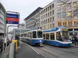 Zürich tram line 9 with articulated tram 2024 at Sihlstrasse (2020)