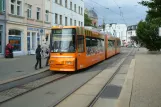 Zwickau tram line 1 with low-floor articulated tram 908 at Georgenplatz (2008)