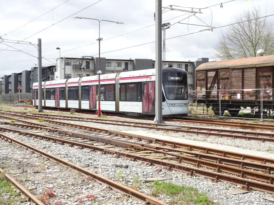 Aarhus low-floor articulated tram 1105-1205 in Odder (2020)