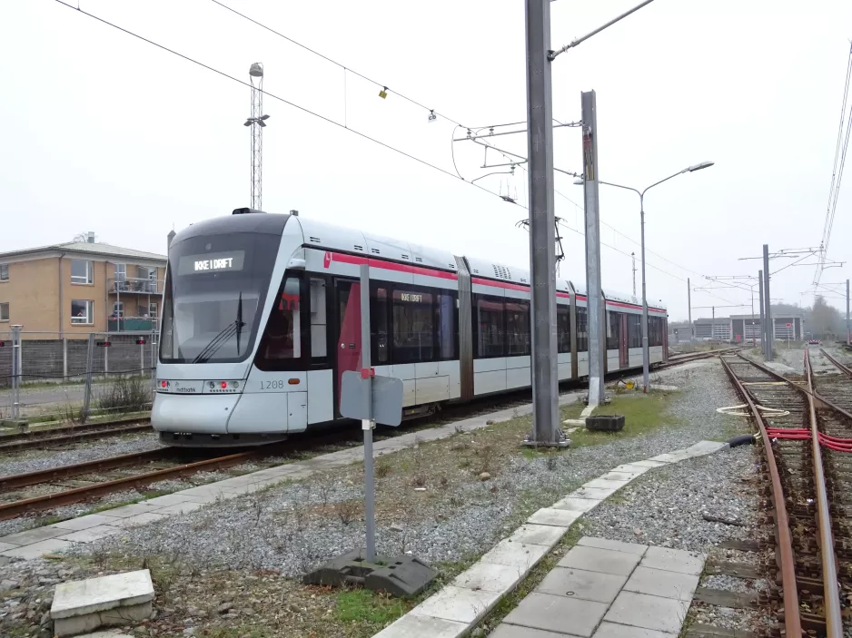 Aarhus low-floor articulated tram 1108-1208 at Odder (2019)