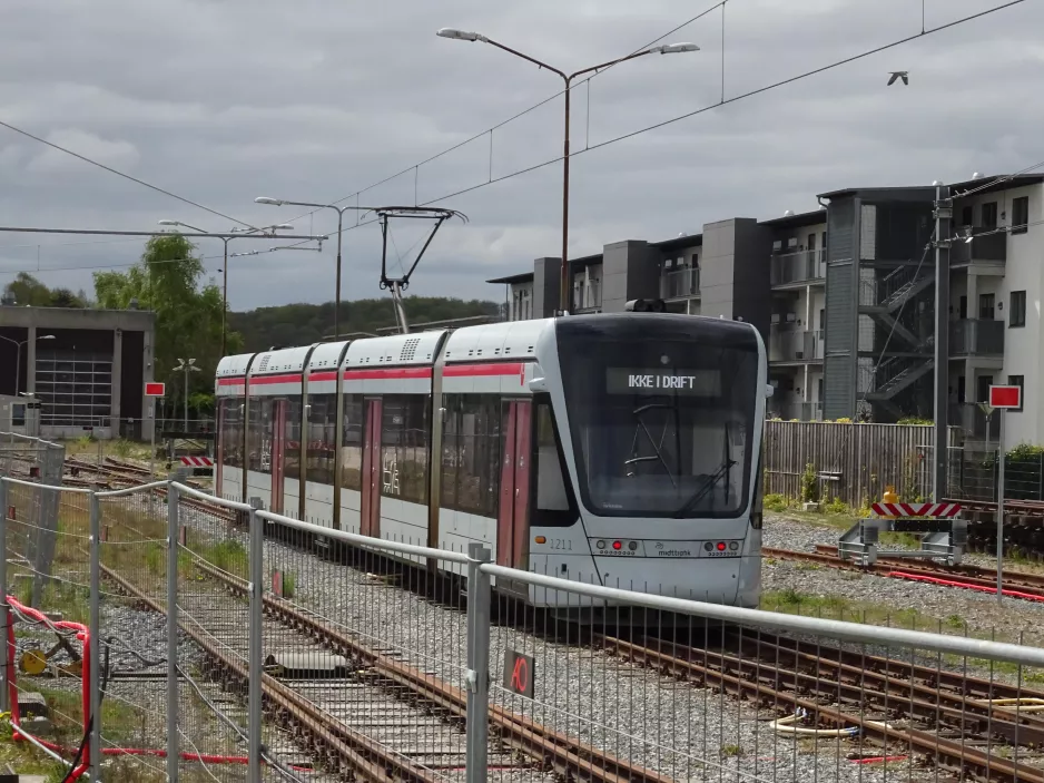 Aarhus low-floor articulated tram 1111-1211 at Odder (2020)