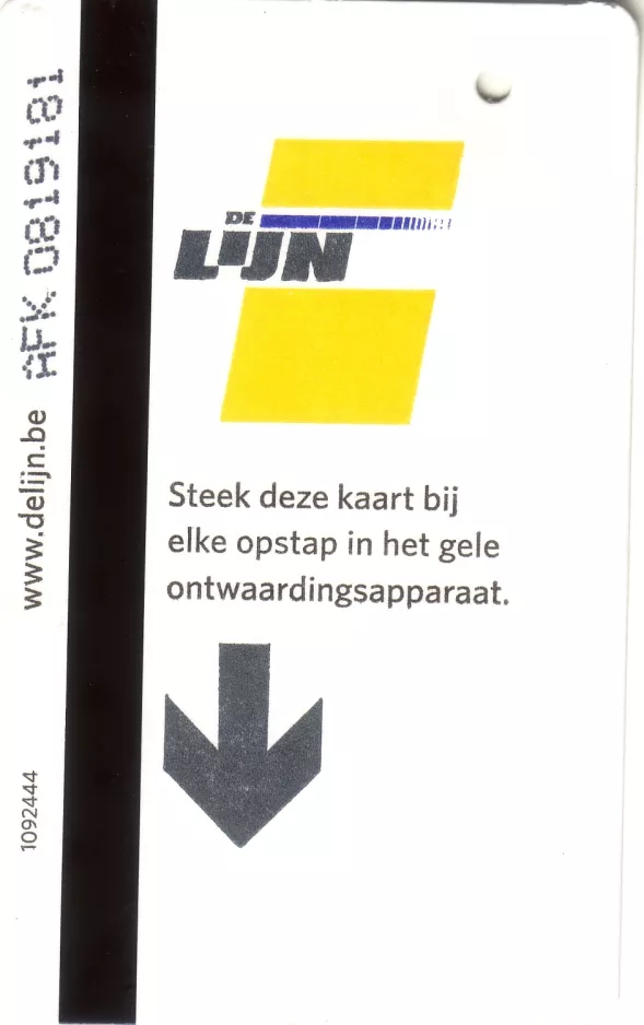 Adult ticket for De Lijn in Gent, the front (2007)