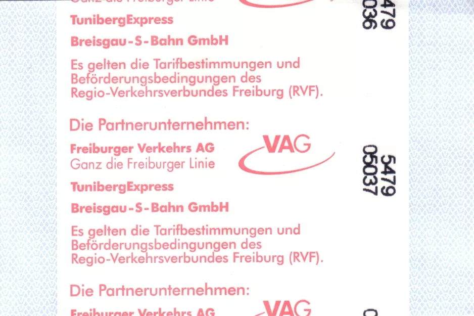 Adult ticket for Freiburger Verkehr (VAG), the back (2008)