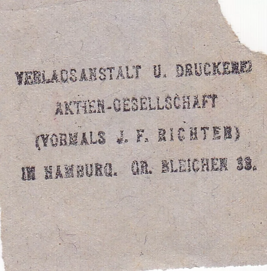 Adult ticket for Hamburger Hochbahn (HHA), the back W t (1920)
