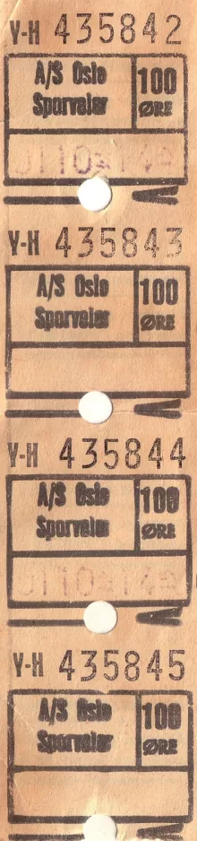 Adult ticket for Sporveien, the front (1980)