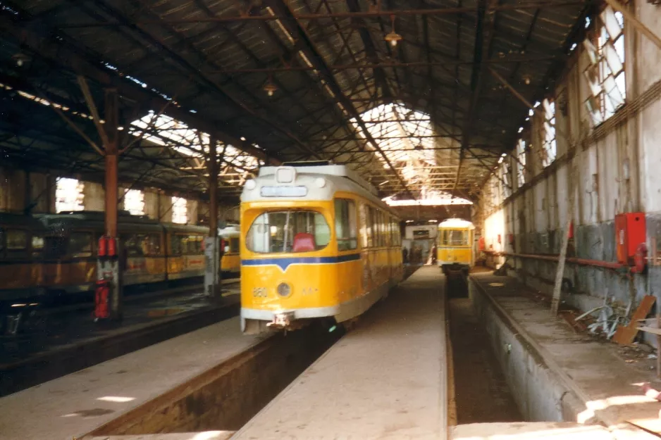 Alexandria articulated tram 860 inside the depot Karmus (2002)