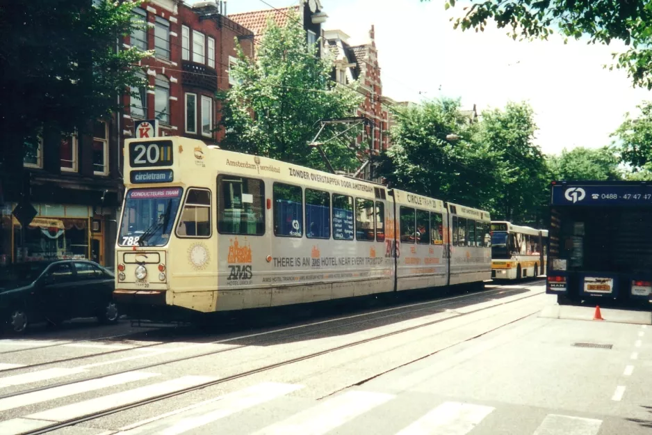 Amsterdam extra line 20 with articulated tram 788 on Rozengracht (2000)