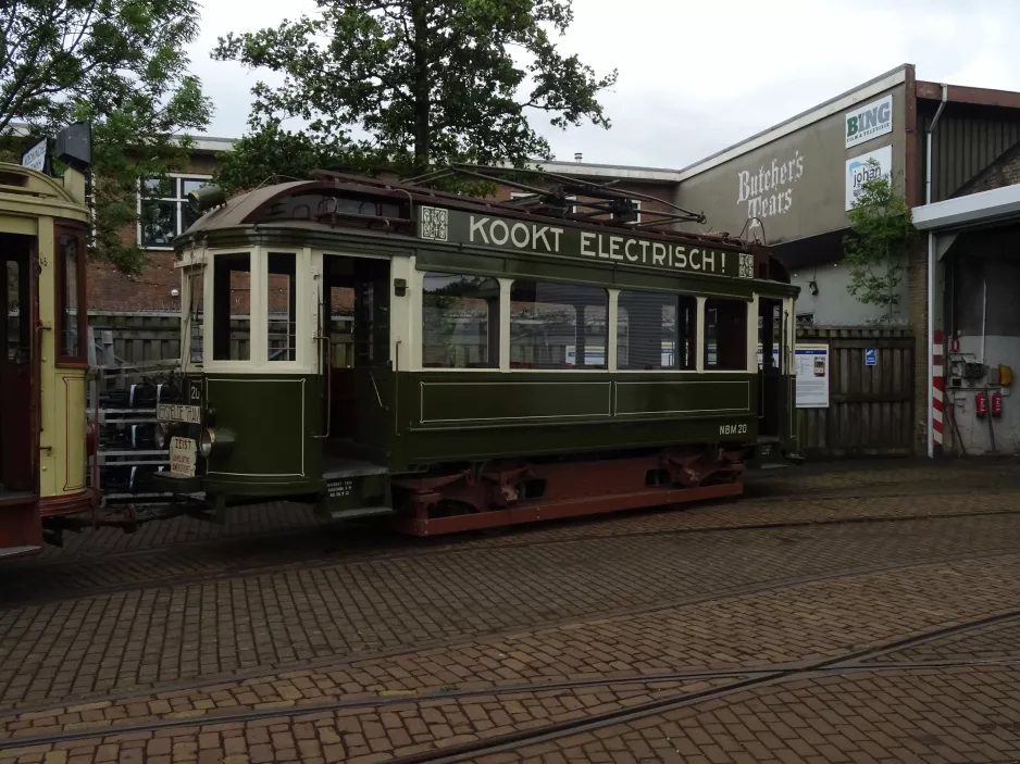Amsterdam railcar 20 in front of the depot Electrische Museumtramlijn Amsterdam (2022)