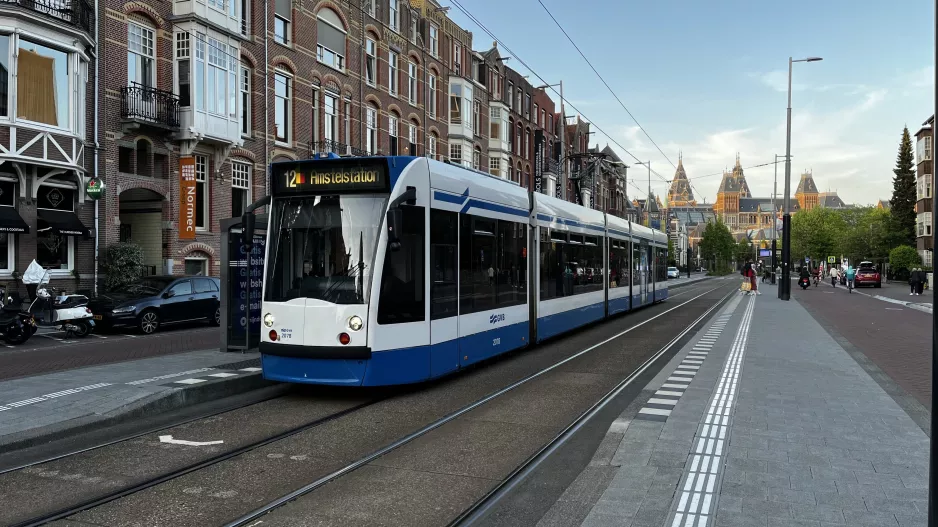 Amsterdam tram line 12 with low-floor articulated tram 2078 at Museumplein (2022)